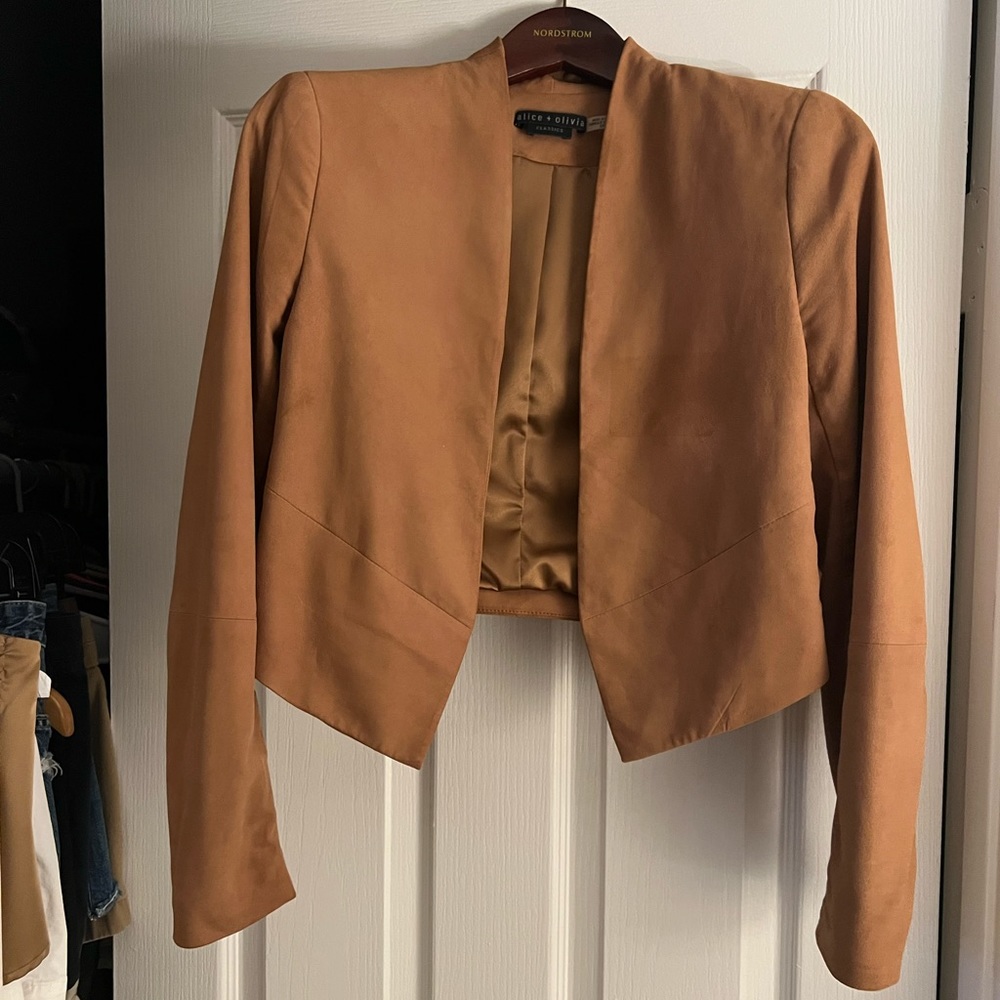 Alice + Olivia goat leather tan jacket